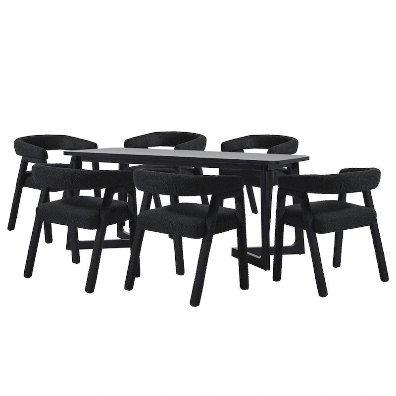 Middlebrook 7 Piece Solid Wood Dining Table Set w/ Full Fabric Chairs