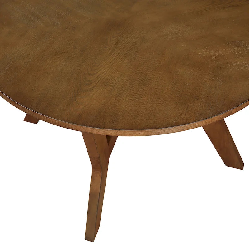 Farmhouse Wood Round Coffee Table with 4 Soild Wood Legs
