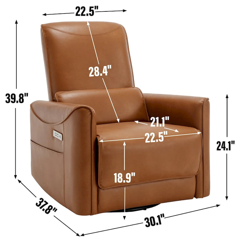 Swivel, Rocking Electric Recliner — Equipped with a Heavy-Duty Motion Mechanism and USB/Type-C Ports