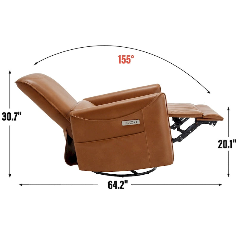 Swivel, Rocking Electric Recliner — Equipped with a Heavy-Duty Motion Mechanism and USB/Type-C Ports