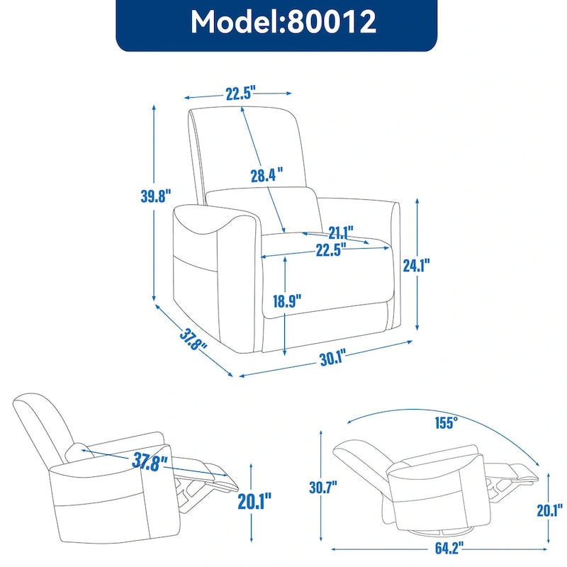Swivel, Rocking Electric Recliner — Equipped with a Heavy-Duty Motion Mechanism and USB/Type-C Ports