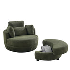Green Modern 52 Swivel Barrel Chair with Storage Ottoman