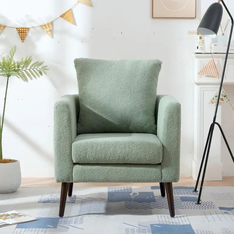 Green 26.77 Upholstered Arm Chair with Solid Wood Legs