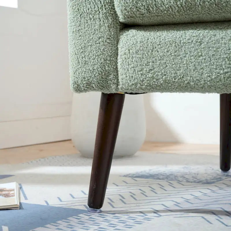 Green 26.77 Upholstered Arm Chair with Solid Wood Legs