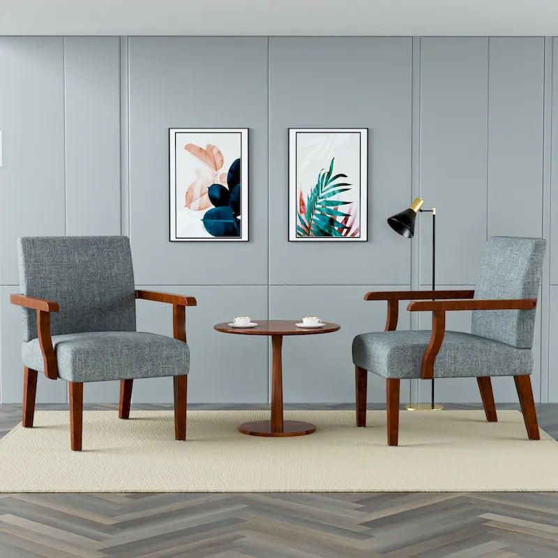 Grey 18.7 Arm Chairs with Round Table (Set of 2)