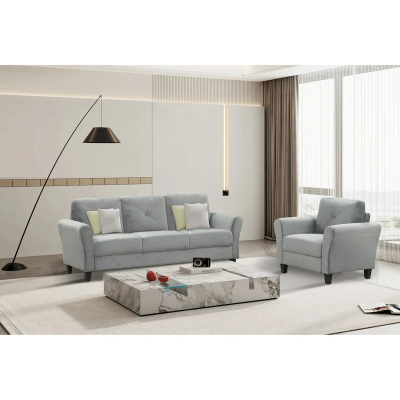 74.9 Polyester 3-Seater Sofa with Wood Frame, High Elastic Sponge Cushion