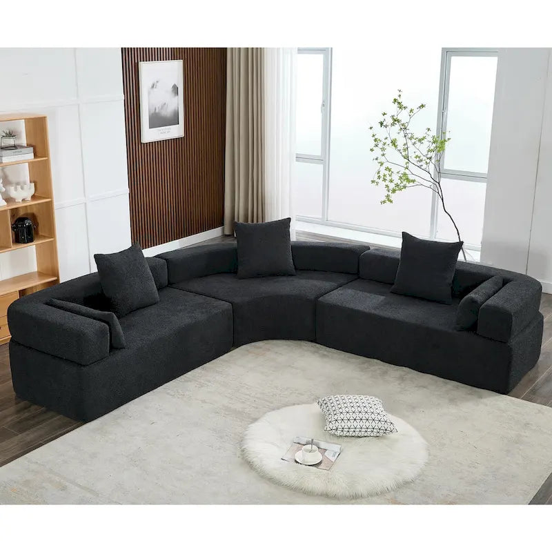 111 Oversized Boucle L-Shaped Corner Modular Sectional Sofa, 3-Piece Free Combination