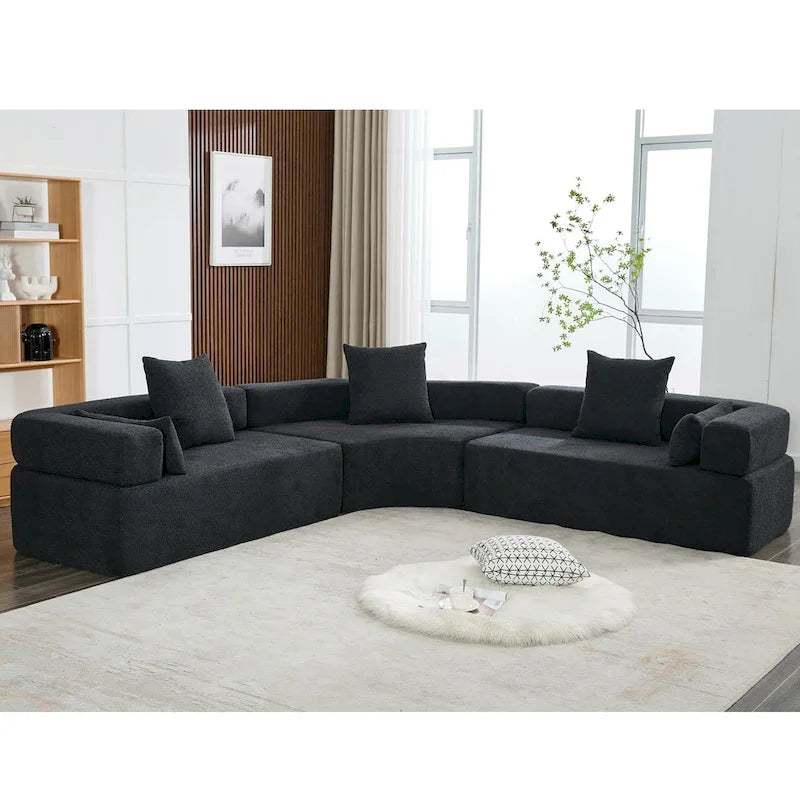 111 Oversized Boucle L-Shaped Corner Modular Sectional Sofa, 3-Piece Free Combination