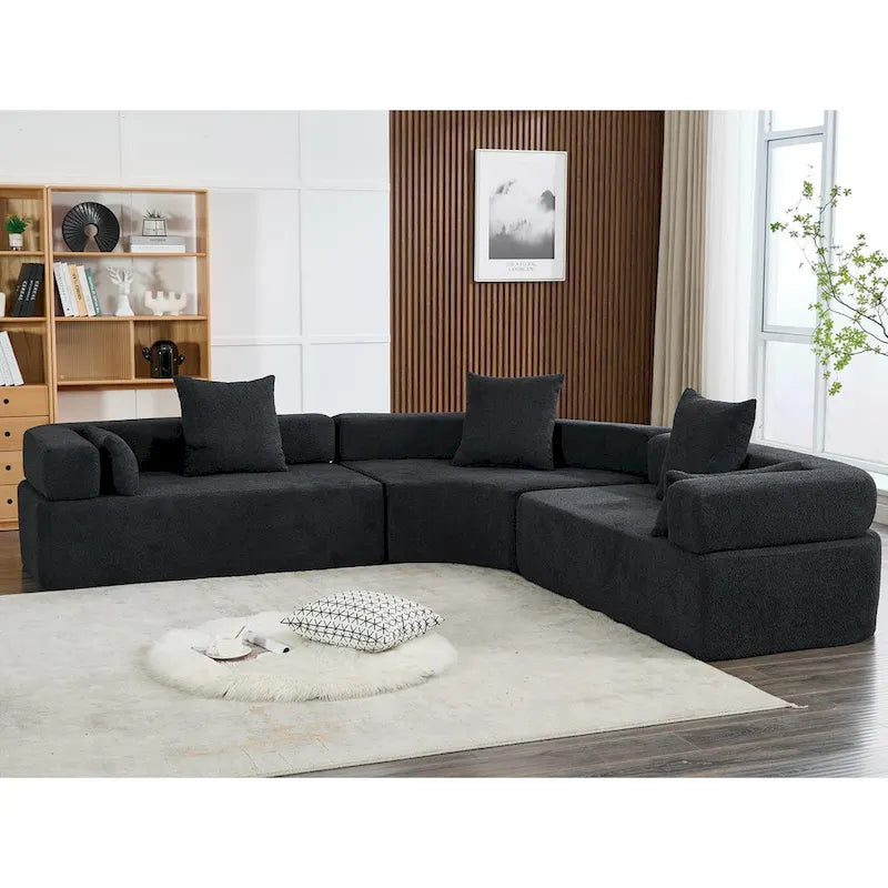 111 Oversized Boucle L-Shaped Corner Modular Sectional Sofa, 3-Piece Free Combination