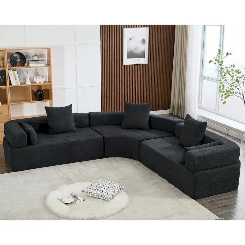 111 Oversized Boucle L-Shaped Corner Modular Sectional Sofa, 3-Piece Free Combination