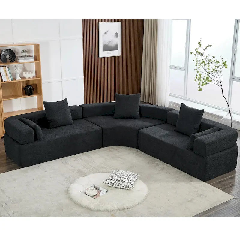 111 Oversized Boucle L-Shaped Corner Modular Sectional Sofa, 3-Piece Free Combination