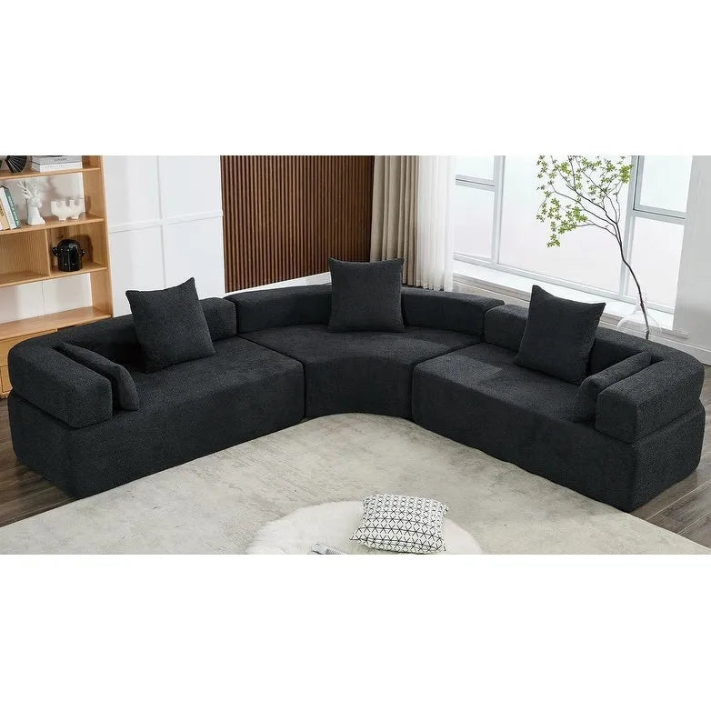111 Oversized Boucle L-Shaped Corner Modular Sectional Sofa, 3-Piece Free Combination