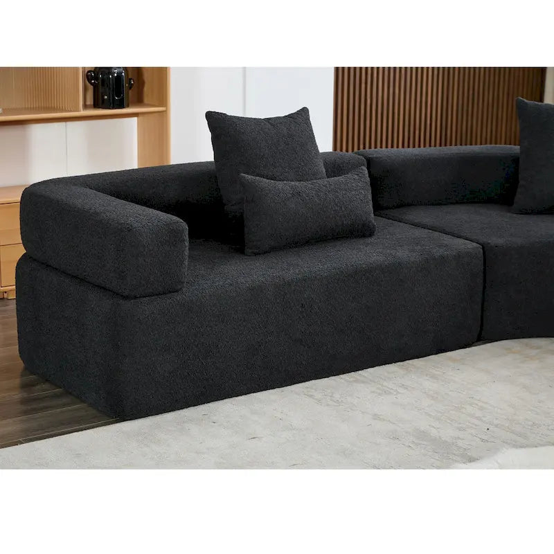 111 Oversized Boucle L-Shaped Corner Modular Sectional Sofa, 3-Piece Free Combination