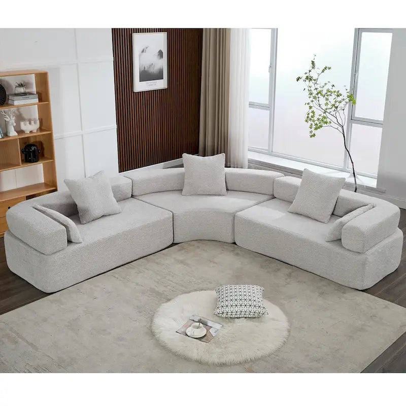 111 Oversized Boucle L-Shaped Corner Modular Sectional Sofa, 3-Piece Free Combination