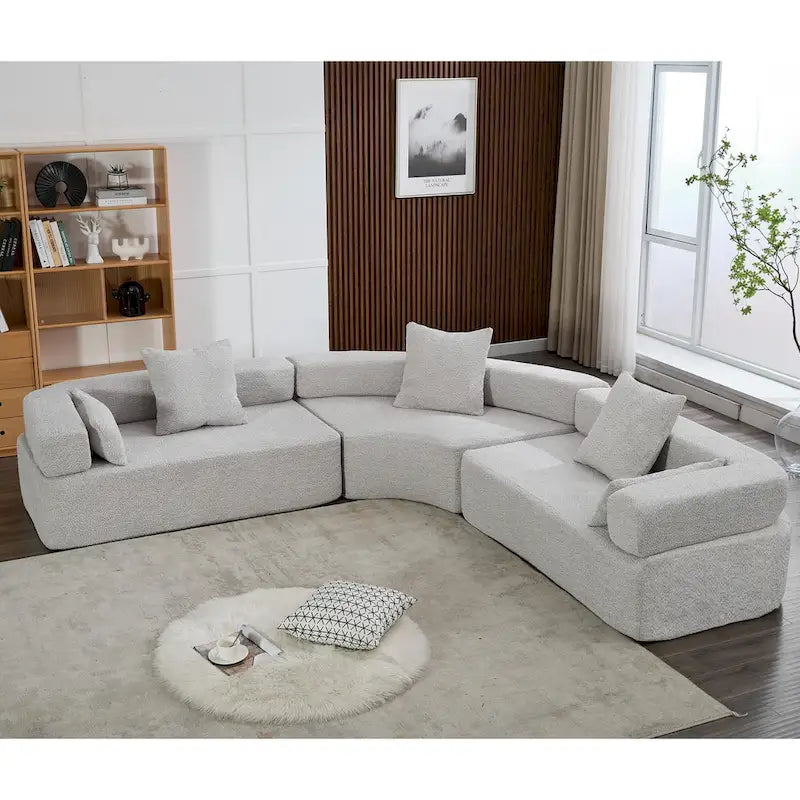 111 Oversized Boucle L-Shaped Corner Modular Sectional Sofa, 3-Piece Free Combination