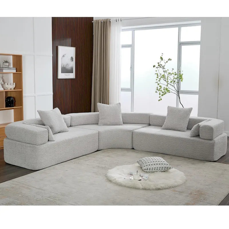 111 Oversized Boucle L-Shaped Corner Modular Sectional Sofa, 3-Piece Free Combination