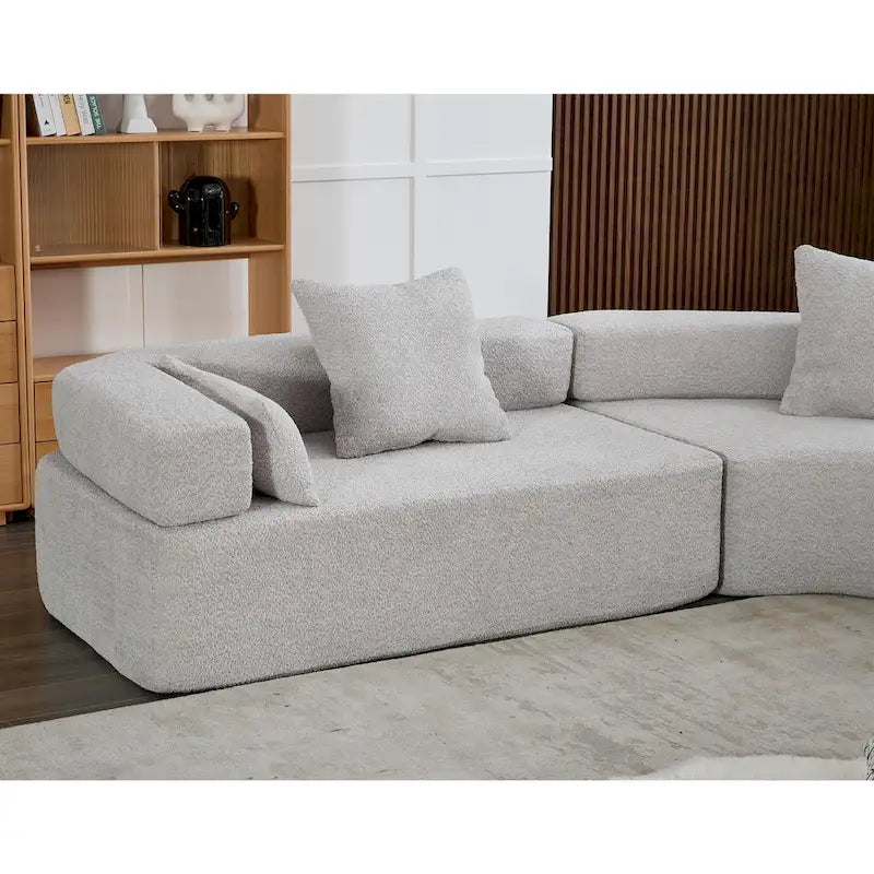 111 Oversized Boucle L-Shaped Corner Modular Sectional Sofa, 3-Piece Free Combination
