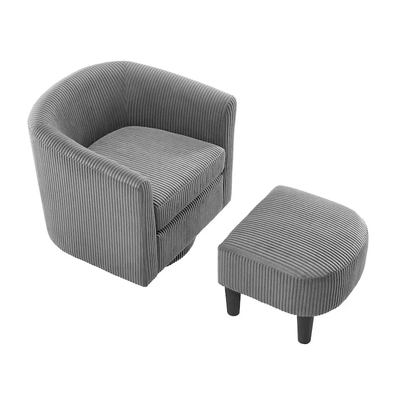 Grey Modern 26.4 Swivel Arm Chair with Ottoman