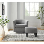 Grey Modern 26.4 Swivel Arm Chair with Ottoman