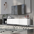 White Modern Extendable TV Stand with 3 Drawers and Shelf for TVs Up to 80