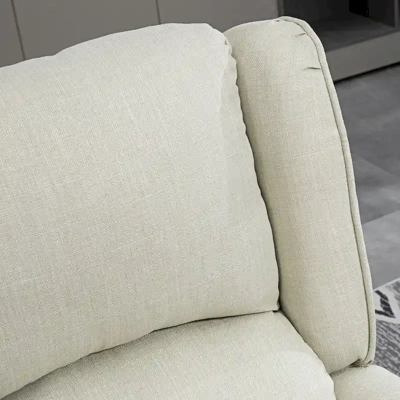 White Linen Wingback Recliner with Vibration Massage, Heat, Footrest
