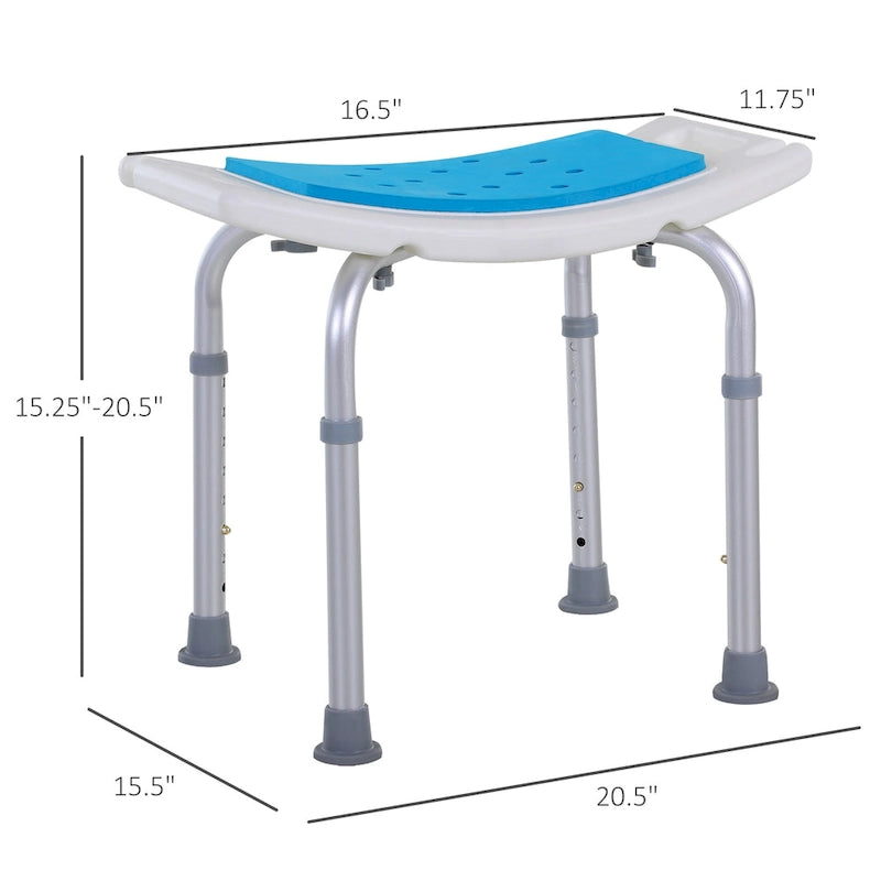6-Level Adjustable Curved Bath Stool Spa Shower Chair Non-Slip Design for the Elderly, Injured, & Pregnant Women