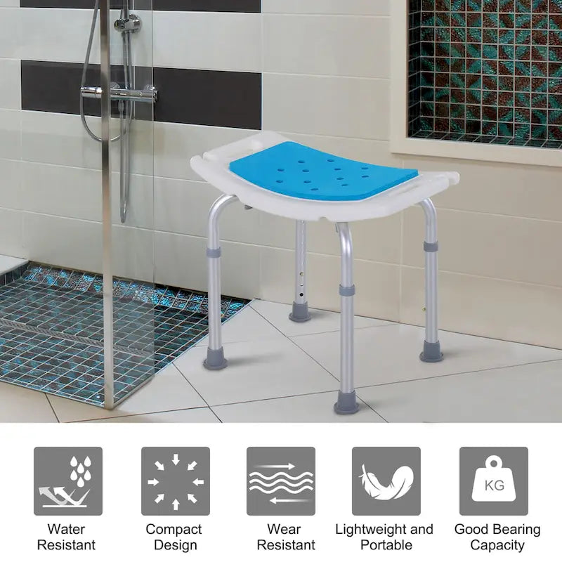 6-Level Adjustable Curved Bath Stool Spa Shower Chair Non-Slip Design for the Elderly, Injured, & Pregnant Women