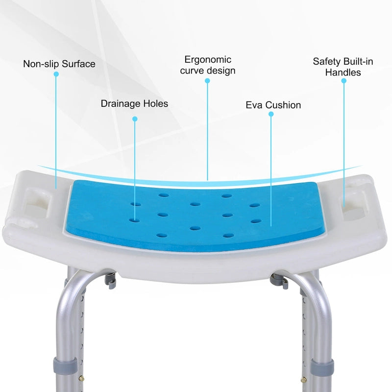 6-Level Adjustable Curved Bath Stool Spa Shower Chair Non-Slip Design for the Elderly, Injured, & Pregnant Women