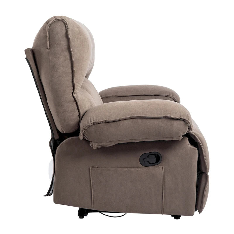 Oversized Velvet Recliner with Massage, Heating, Lumbar Pillow