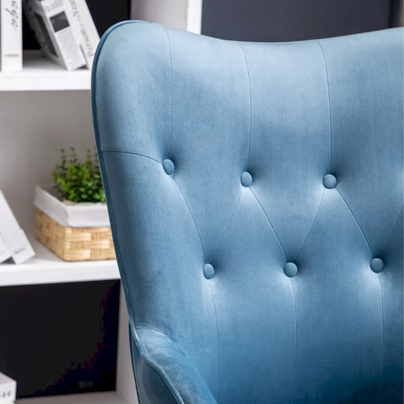 Blue 30 Polyester Button Tufted Accent Chair