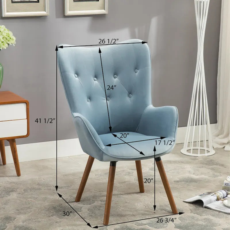 Blue 30 Polyester Button Tufted Accent Chair
