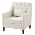 Beige 30 Upholstered Tufted Arm Chair with Lumbar Pillow