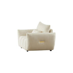 Beige 39.7 Teddy Fabric Lounge Chair with Plastic Legs