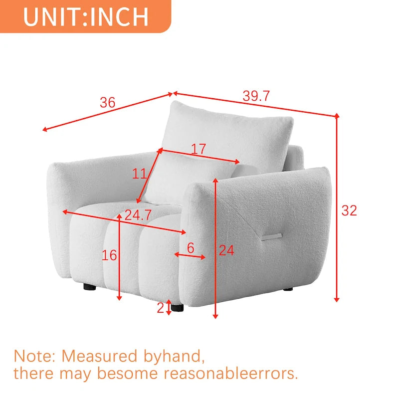 Beige 39.7 Teddy Fabric Lounge Chair with Plastic Legs