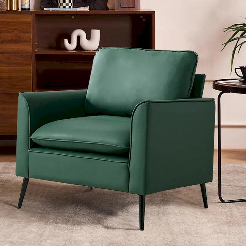 Green Modern 25.99 Upholstered Accent Chair with Soft Cushions and Pillows