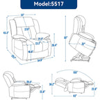 Grey Chenille Power Lift Recliner with Massage, Heating, USB, Cup Holders
