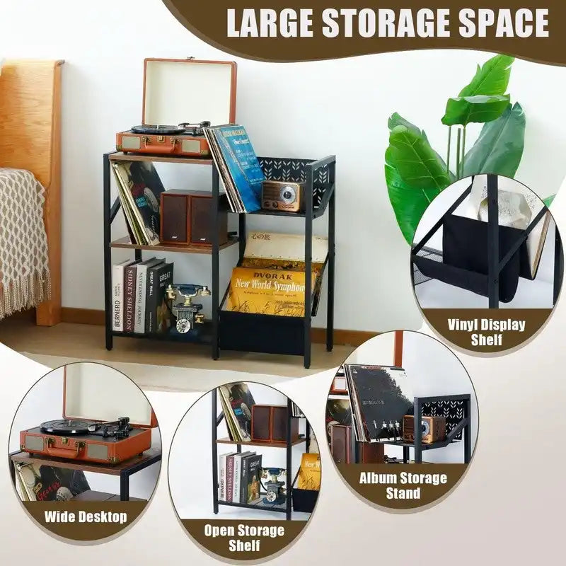 3-Tier Vinyl Record Stand - 29.7 x 12.6 x 28.4 inches