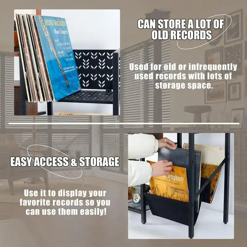 3-Tier Vinyl Record Stand - 29.7 x 12.6 x 28.4 inches