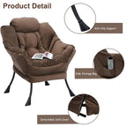 Modern Cotton Thick Padded Lazy Chair With Folding Ottoman
