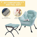 Modern Cotton Thick Padded Lazy Chair With Folding Ottoman