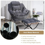 Modern Cotton Thick Padded Lazy Chair With Folding Ottoman