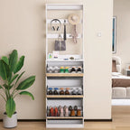 Mirror Shoe Cabinet With 3 Flip-Tier Drawers,Shoe Rack Organizer Store Ample Shoes,Hooks&Hangers For Organizing Clothes And Hats