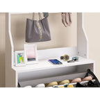 Mirror Shoe Cabinet With 3 Flip-Tier Drawers,Shoe Rack Organizer Store Ample Shoes,Hooks&Hangers For Organizing Clothes And Hats