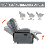 Large Manual Recliner Chair in Fabric for Living Room