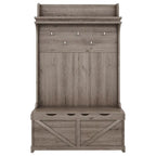 74 3-In-1 Hall Tree Storage Bench and Coat Rack with 5 Hooks, and Anti-Topple Anchor for Entryway
