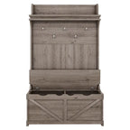 74 3-In-1 Hall Tree Storage Bench and Coat Rack with 5 Hooks, and Anti-Topple Anchor for Entryway
