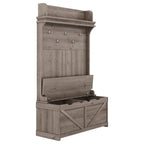 74 3-In-1 Hall Tree Storage Bench and Coat Rack with 5 Hooks, and Anti-Topple Anchor for Entryway