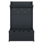 74 3-In-1 Hall Tree Storage Bench and Coat Rack with 5 Hooks, and Anti-Topple Anchor for Entryway