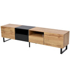 TV Stand with 2 Cabinets and Open Storage Compartment
