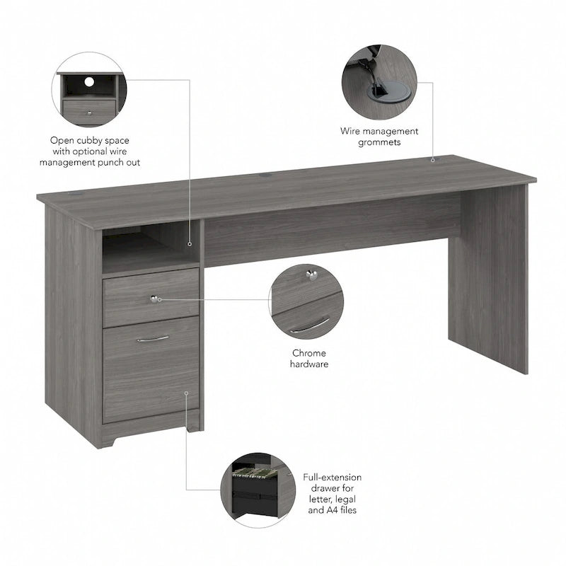 Cabot 72W Home Office Computer Desk with Drawers by Bush Furniture